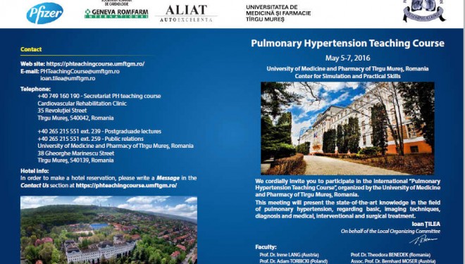 CURS INTERNAȚIONAL DE HIPERTENSIUNE PULMONARĂ CURS INTERNAȚIONAL DE HIPERTENSIUNE PULMONARĂ