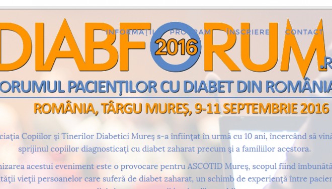 DIABFORUM: Forumul pacientilor cu diabet din Romania 9-11 sept 2016 DIABFORUM: Forumul pacientilor cu diabet din Romania 9-11 sept 2016