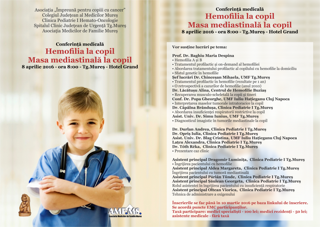 Invitatie cONFERINTA hemofilia la copil